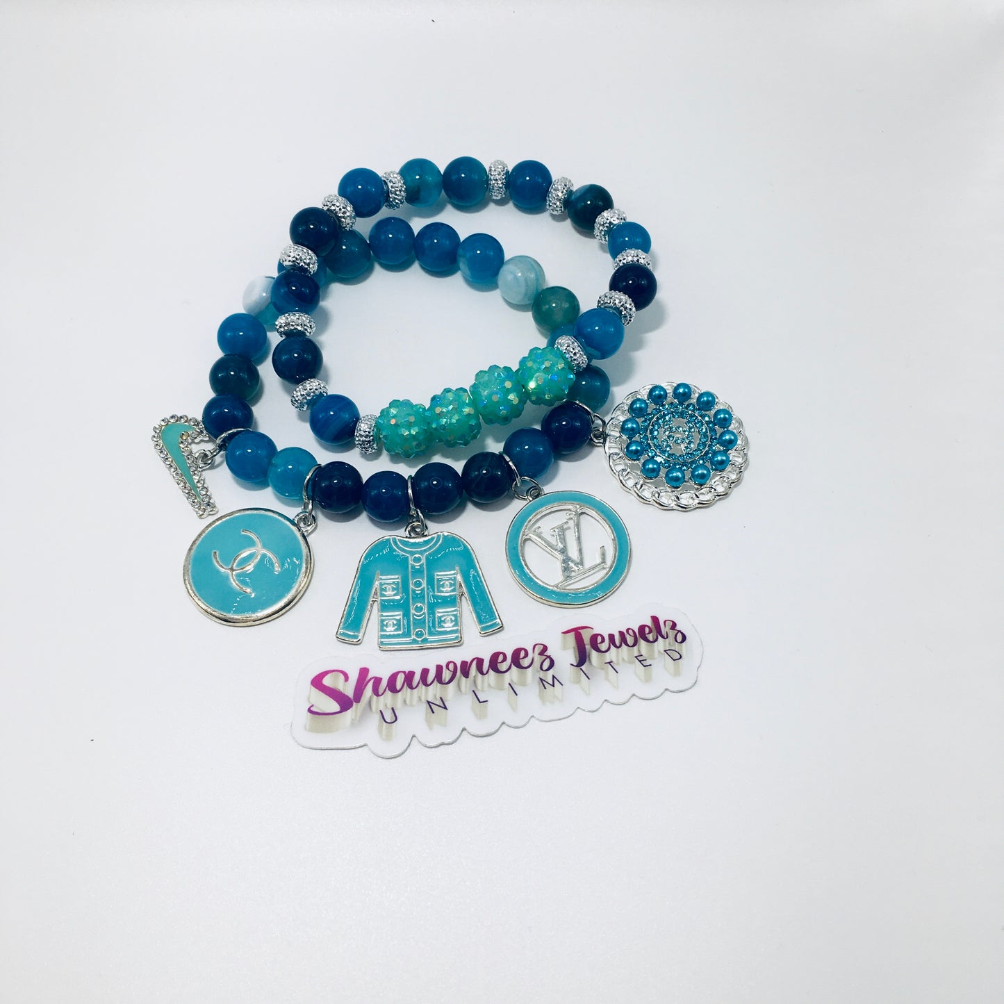 Turquoise Charmed Stacked Bracelet