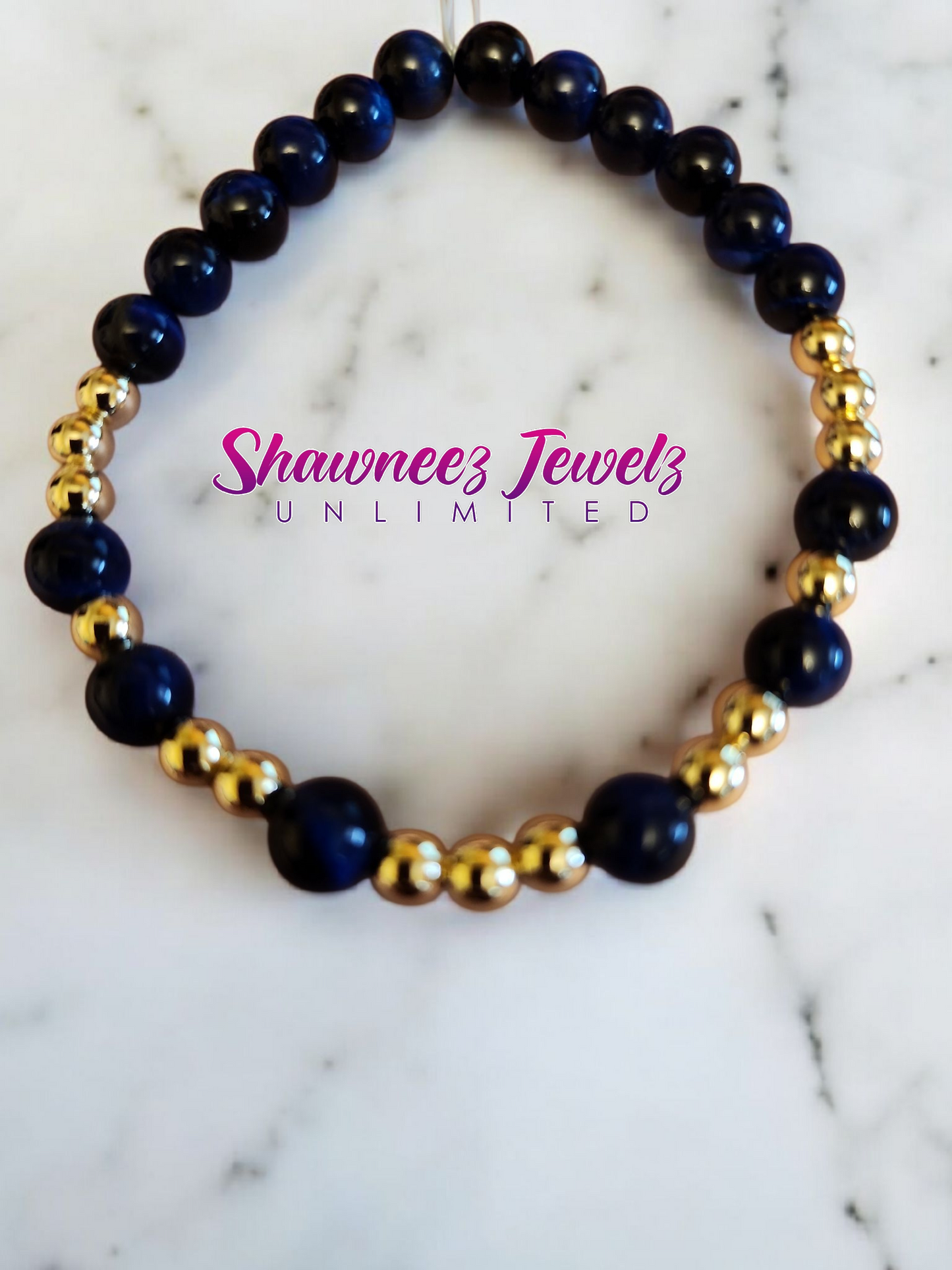 Men’s Royal Blue Tiger Eye & Gold-Filled Bracelet