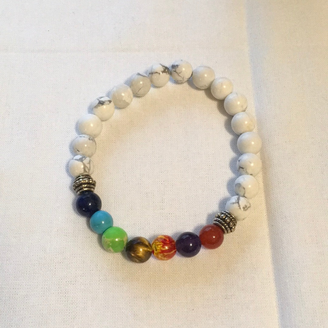 White Howlite 7 Charka Bracelet