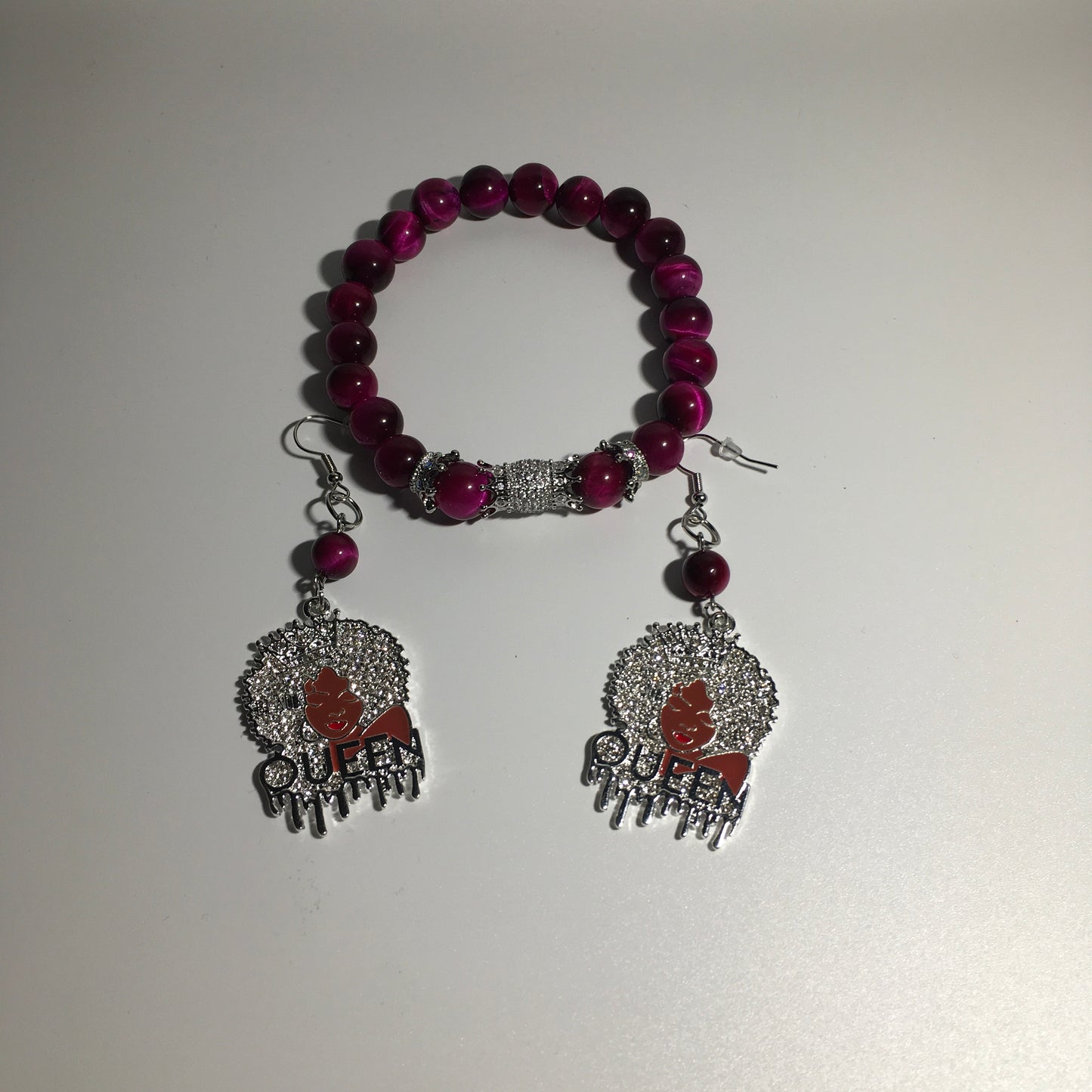 Sterling Queen Charm Bracelet & Earring Set