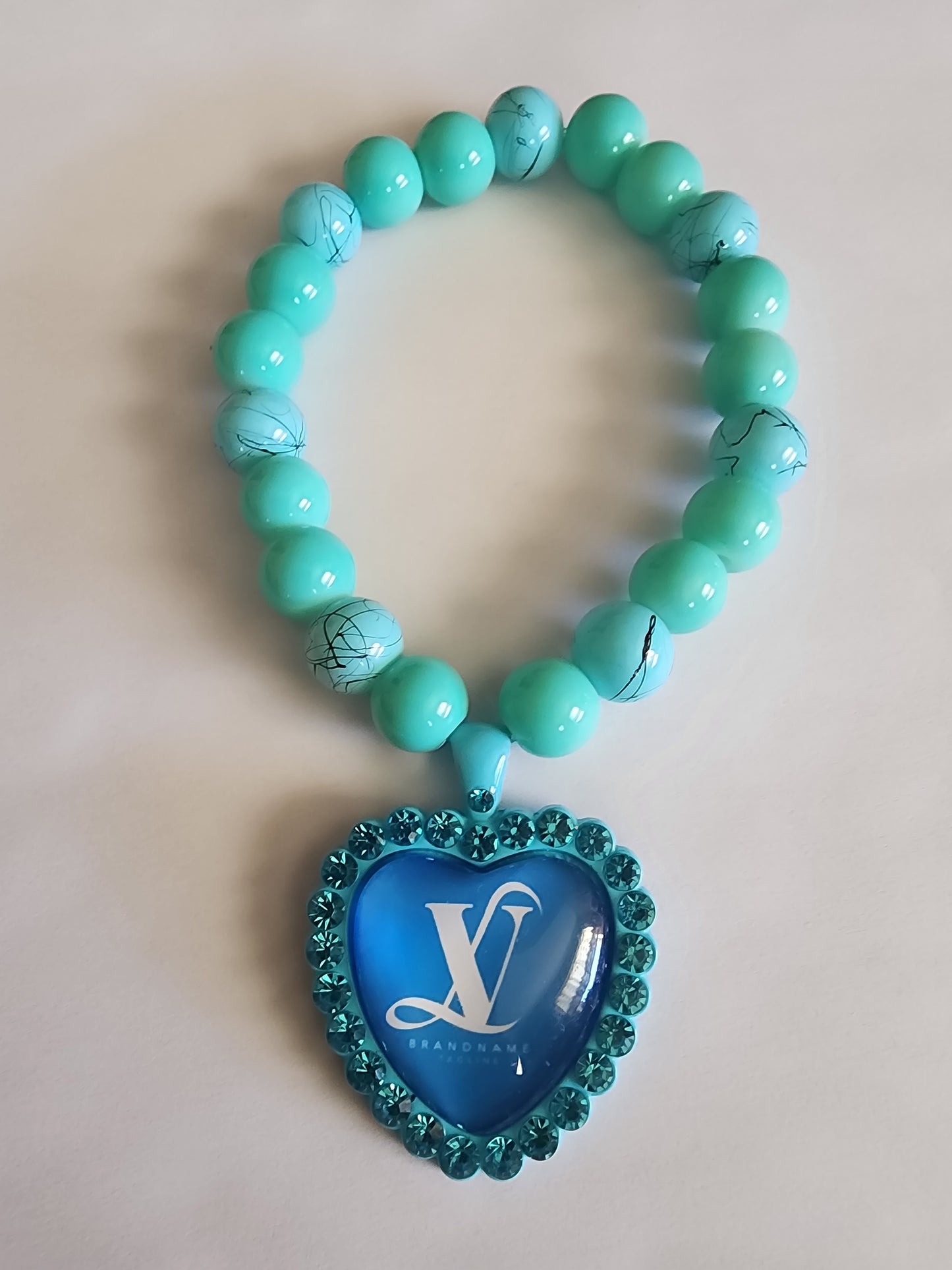 Aqua & Crystal Heart Designer-Inspired Set (LV Style)