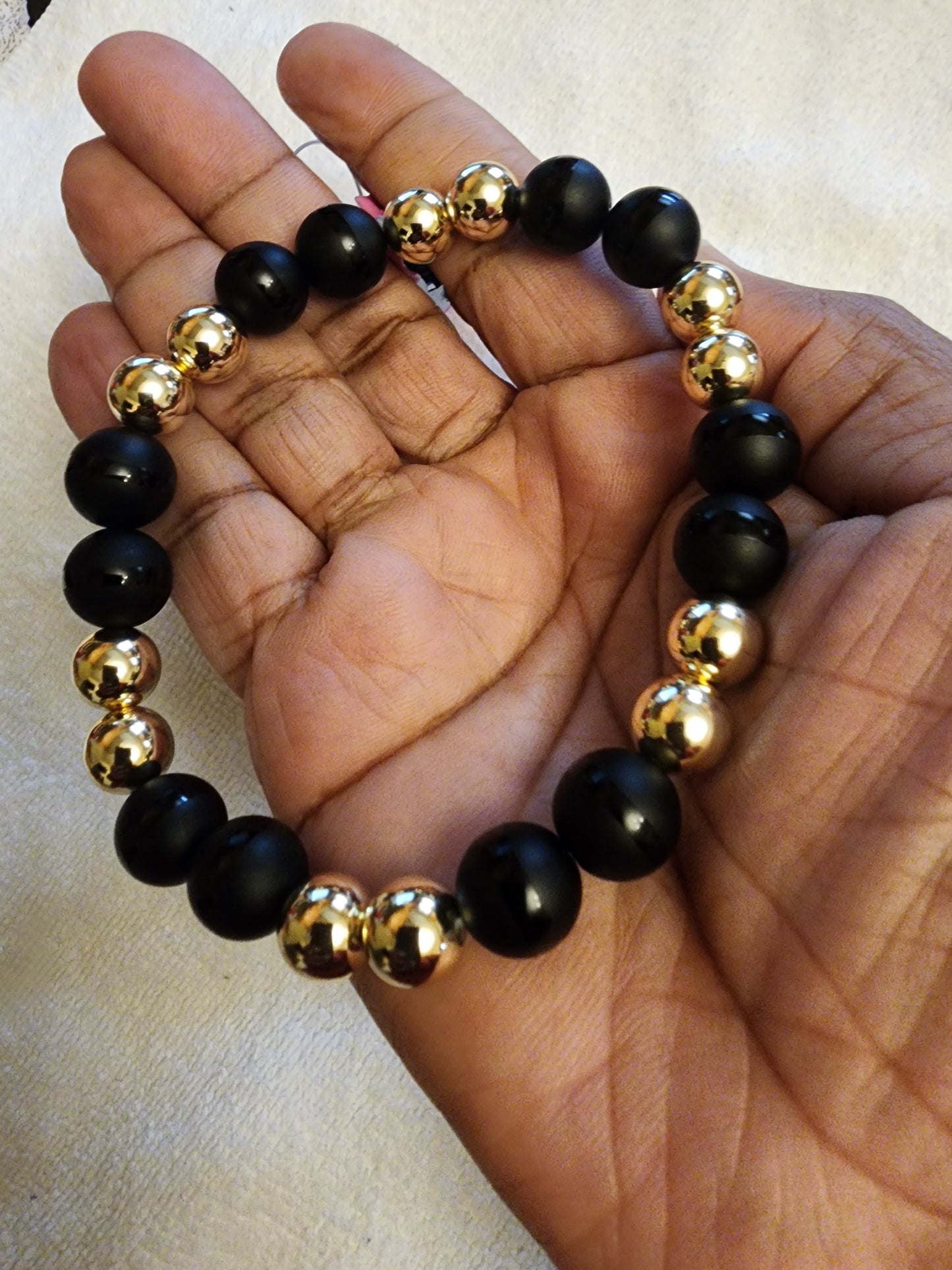 Gold-Filled & Black Onyx Beaded Bracelet (5)