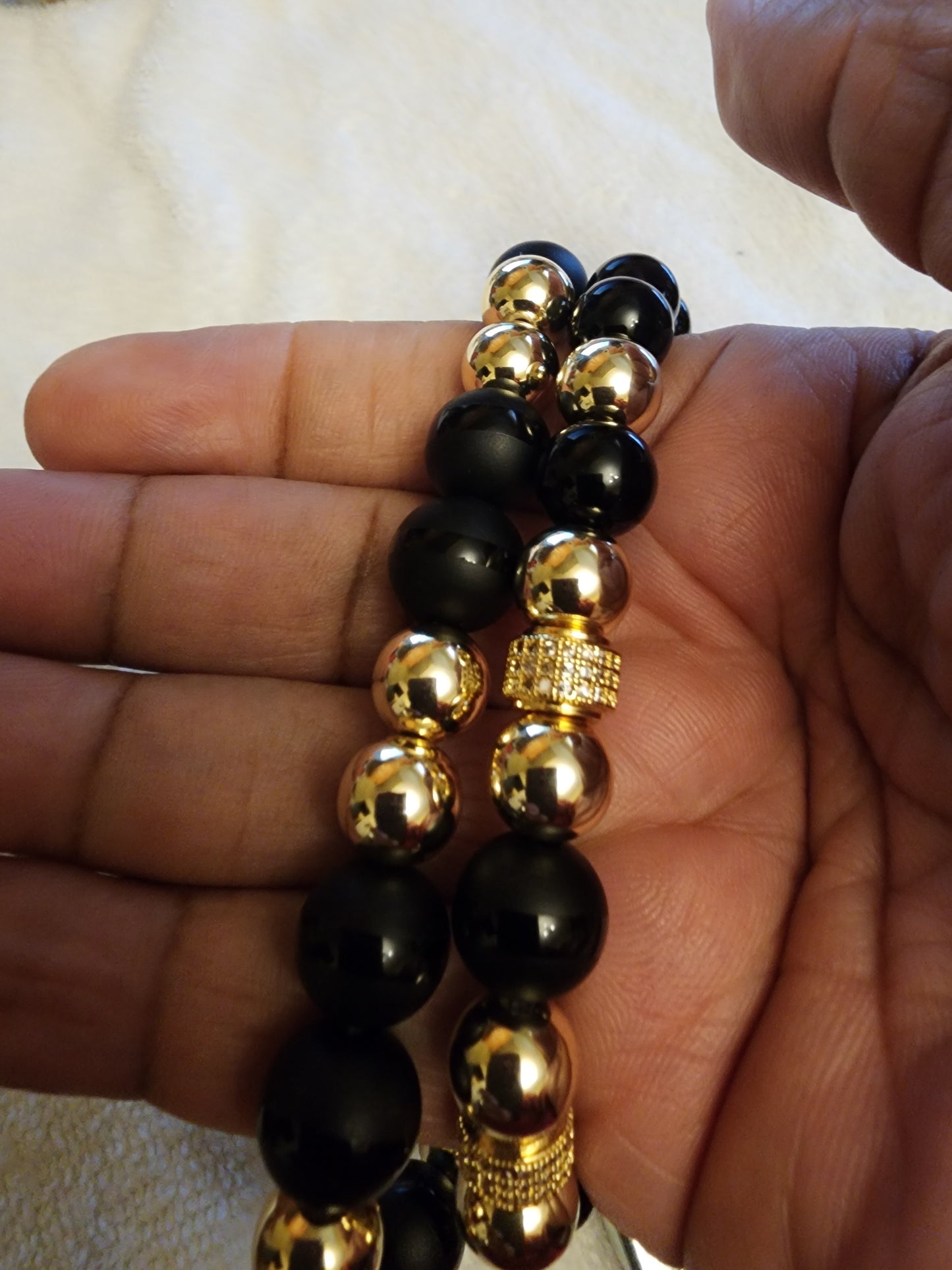 Gold-Filled & Black Onyx Beaded Bracelet (5)