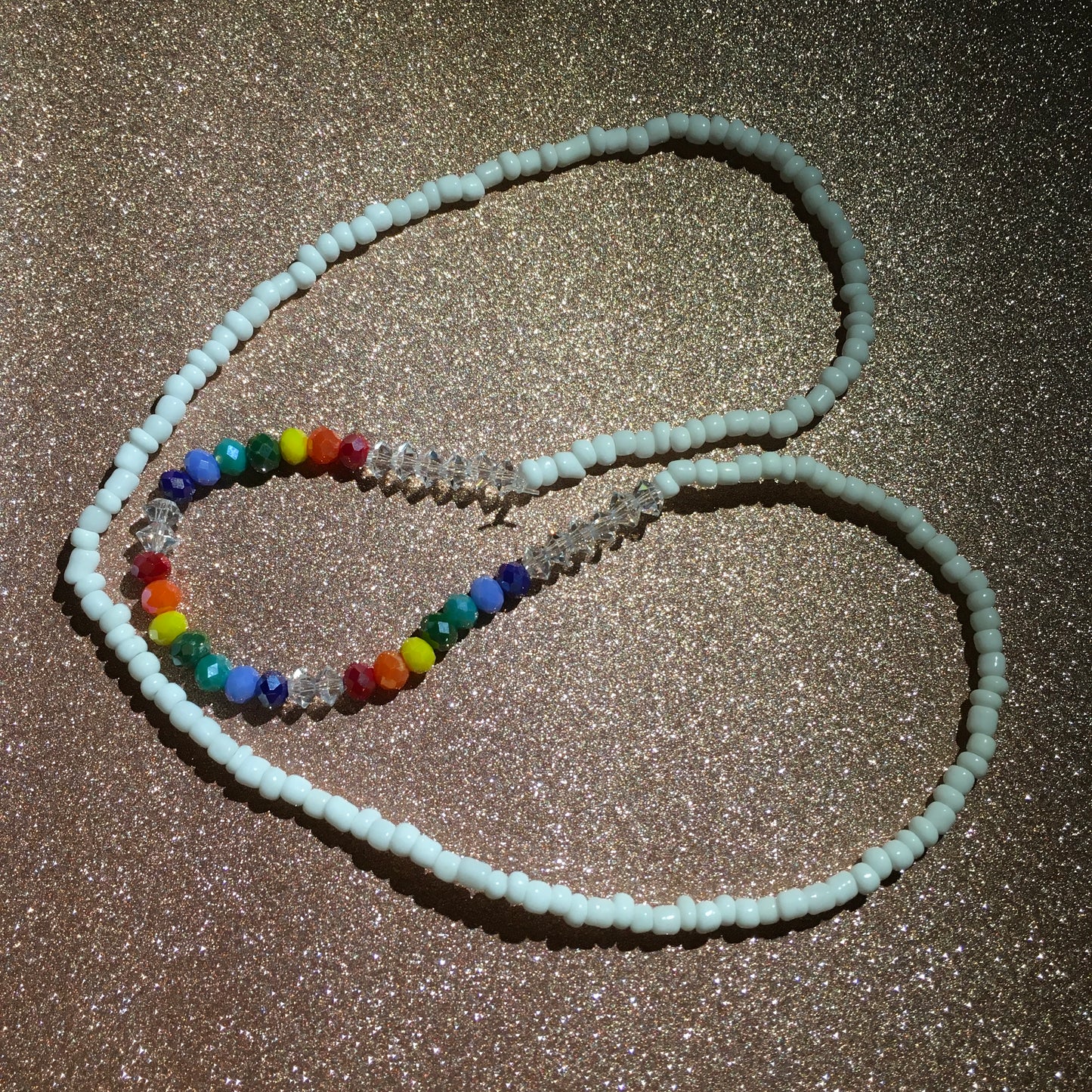 7 Chakra w/White Waist beads