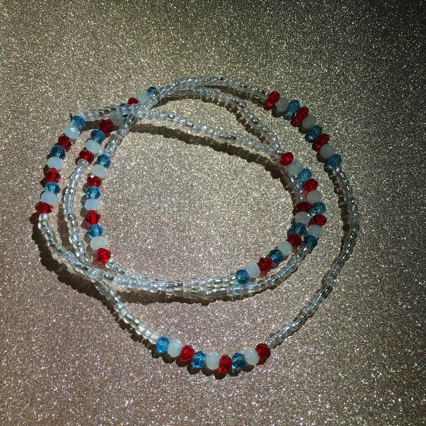 Red White & Blue Crystals Waist beads