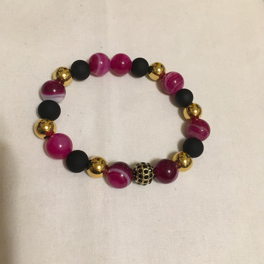 Rose Red, Black Matte & Gold Bracelet