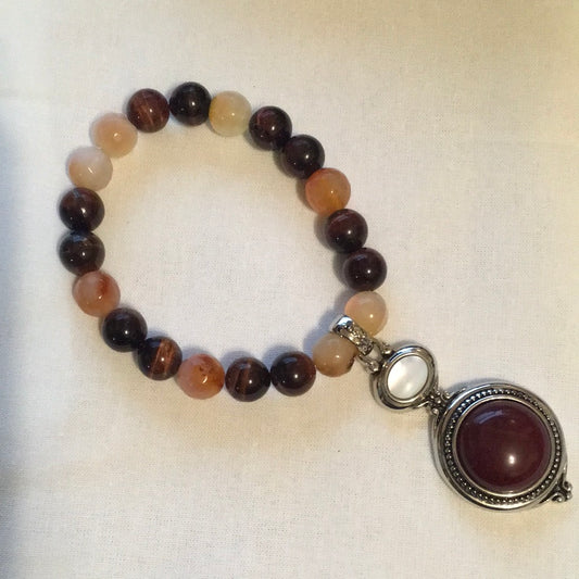 Shades of Brown Sterling Silver Pendant Bracelet